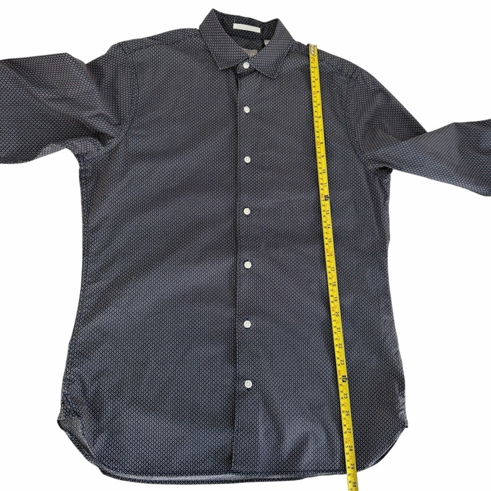 TED BAKER Blue Geometric Print Button Down Shirt Stretch Cotton m - Picture 12 of 15